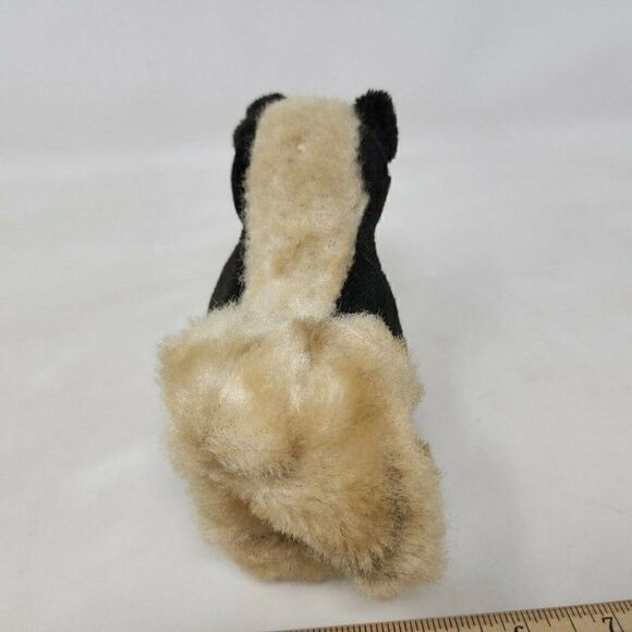 VINTAGE JAPAN PLUSH PRIZE BLACK WHITE SKUNK ANIMAL TOY DOLL PLASTIC EYES - Picture 5 of 6